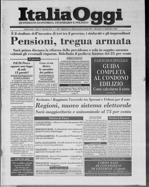 Italia oggi : quotidiano di economia finanza e politica